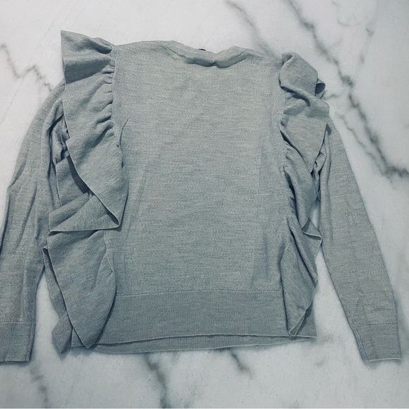 Club Monaco Grey Merino Wool Ruffle Sweater - Picture 7 of 7